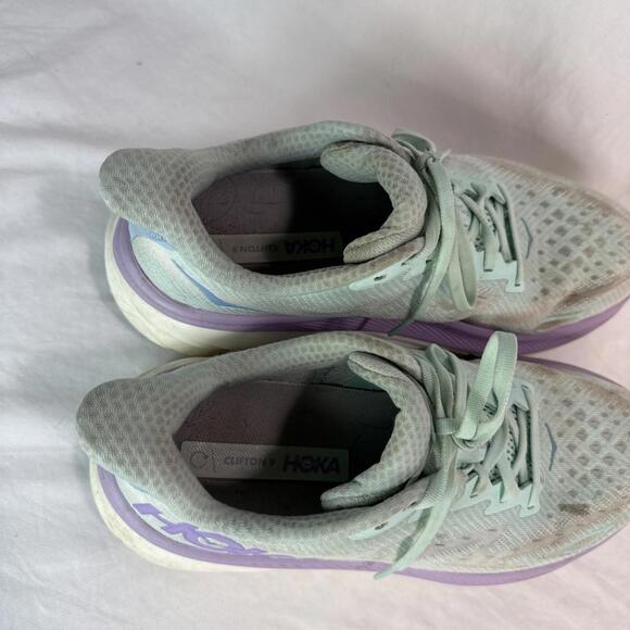 Hoka One One Clifton 9 Womens Size 10D Wide Green Purple Blue Running Athletic - Picture 3 of 15